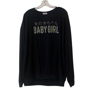 Cali Baby Girl Women's Pullover Crewneck Black Sweater Harajuku Kawaii Style
